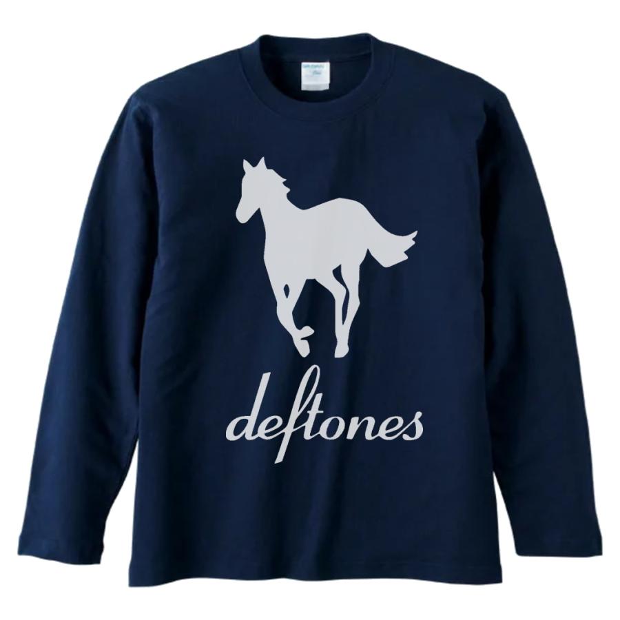 音楽 バンド deftones 長袖 ロングスリーブ Tシャツ ネイビー : T 
