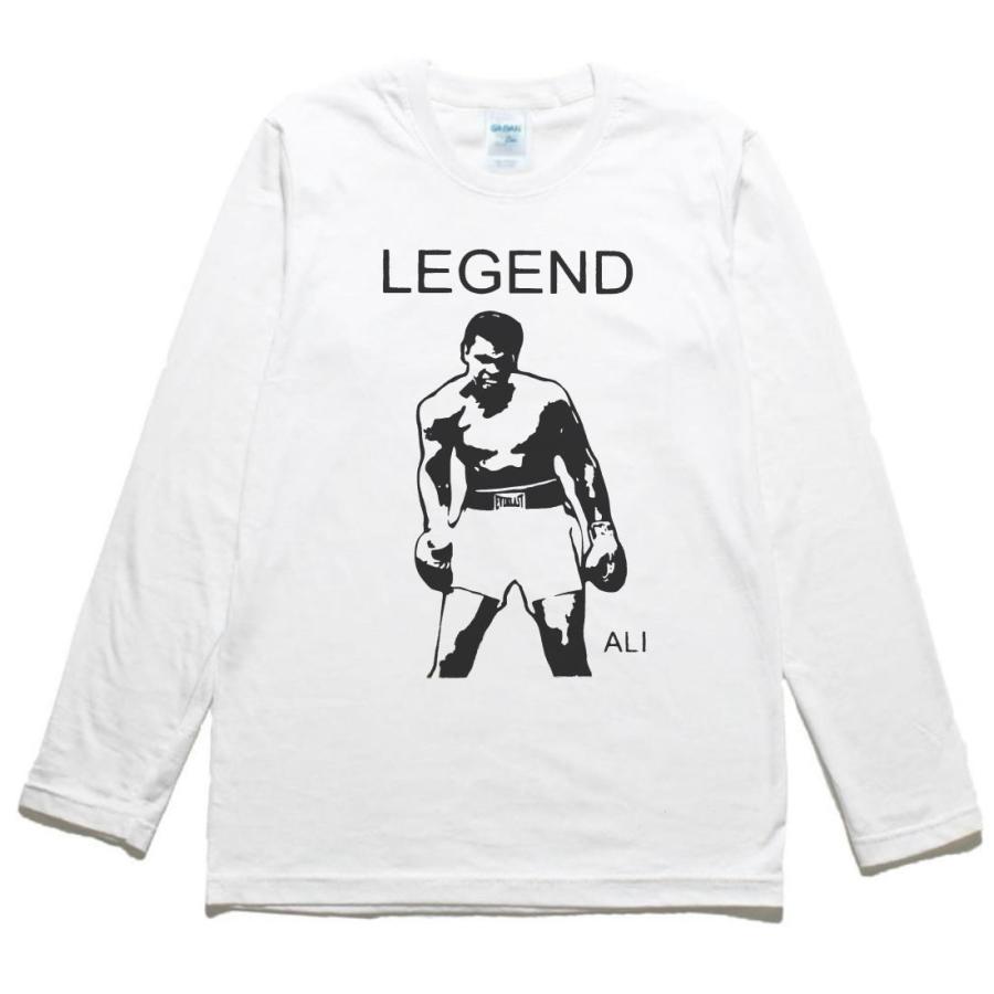 おもしろ デザイン モハメド・アリ 長袖 ロングスリーブ Tシャツ 白 