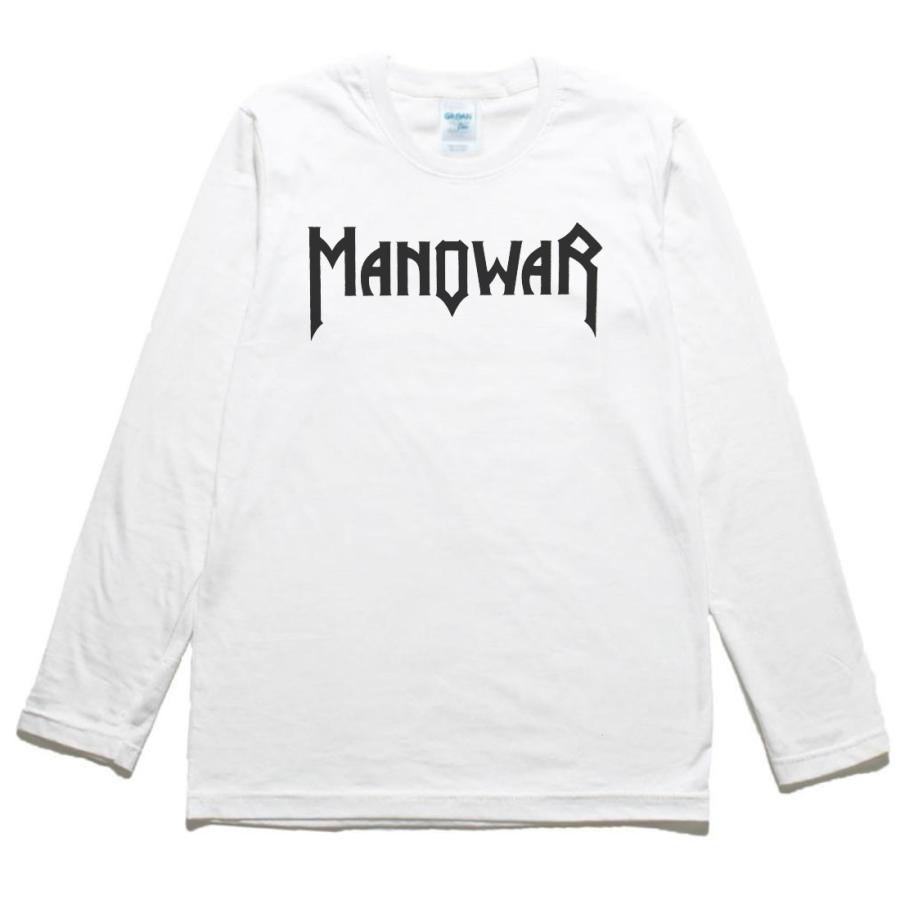 バンド ロック MANOWAR 長袖 ロングスリーブ Tシャツ 白 : nhmt400 : T 