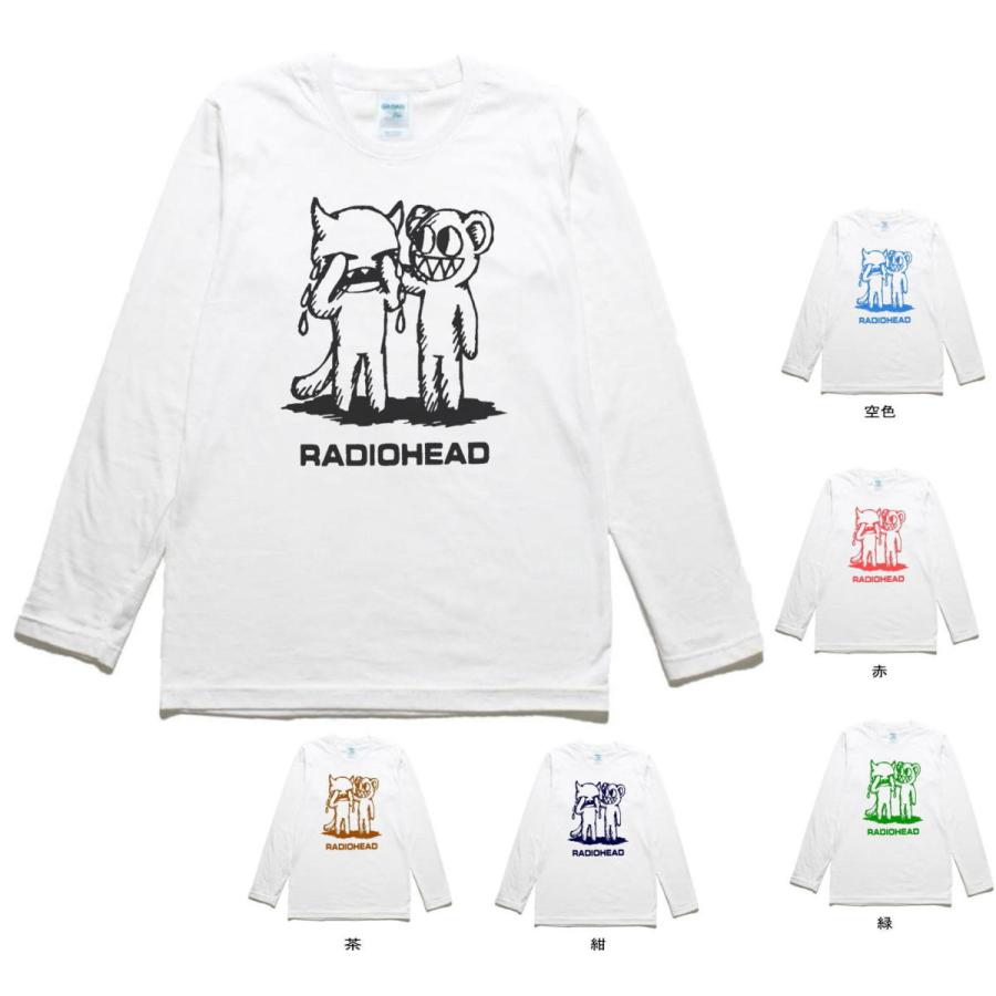 バンド 音楽 RADIOHEAD 2 長袖 ロングスリーブ Tシャツ 白 : Tシャツ 