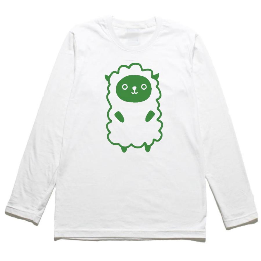 動物 生き物 ヒツジ 羊長袖 ロングスリーブ Tシャツ 白 : Tシャツ専門