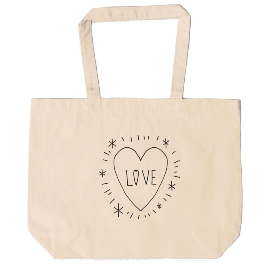 ハート トートバッグ キャンバス 12oz 綿100％ ナチュラル色 : Tシャツ