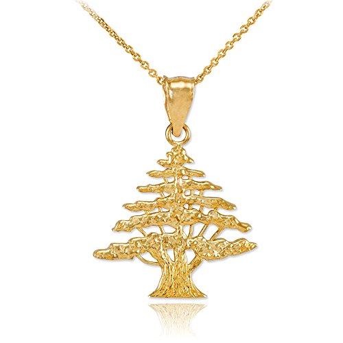 目玉商品 ポリッシュ 14k イエロー ゴールド Cedar トゥリー チャーム ペンダント ネックレス 18 海外取寄せ品 人気定番 Www Skylanceronline Com