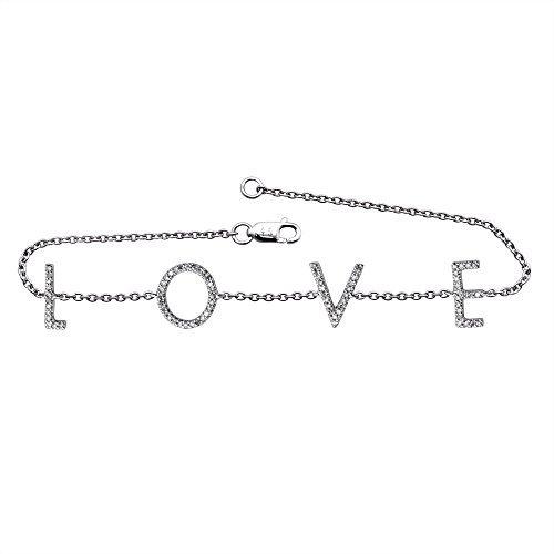 ファッション通販 Bracelet Diamond Love Word Silver Sterling 925 0 17 Carat 海外取寄せ品 0 17 ブレスレット ダイヤモンド ラブ Word シルバー スターリング 925 レディースアクセサリー