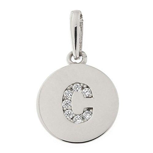 メール便不可 14k White C 海外取寄せ品 ペンダント Initial ディスク ラウンド Tiny Zirconia Cubic ゴールド ホワイト 14k Initial Disc Round Tiny Zirconia Cubic Gold レディースアクセサリー