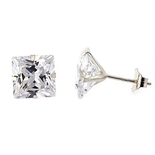 限定製作 14k ホワイト ゴールド 7mm 4ct プリンセス カット スクエア Cz Cubic Zirconia スタッド Earring 海外取寄せ品 値引 World Of Heating De