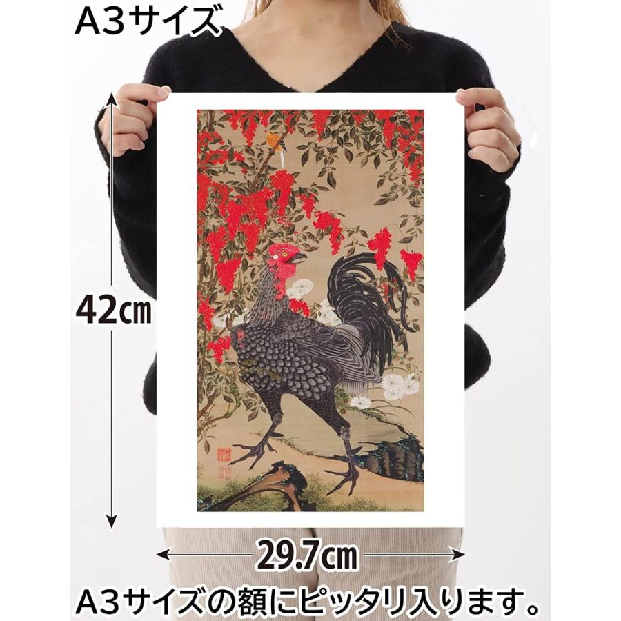 最高品質の ポスター 伊藤若冲 南天雄鶏図 A3サイズ 日本製 インテリア 壁紙用 絵画 アート 壁紙ポスター ポスター Svcznojmo Cz