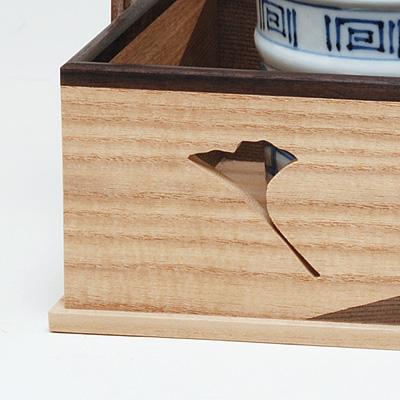 茶道具 / 莨盆 (たばこ盆) 銀杏透 (いちょうすかし) 鵬雲斎好写