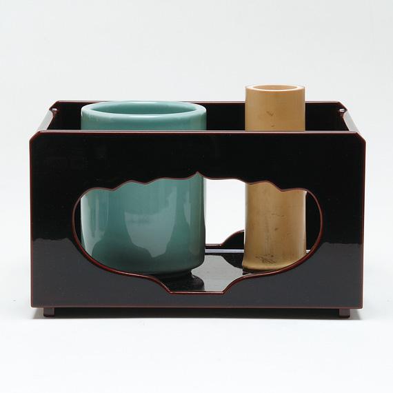 茶道具 / 莨盆 (たばこ盆) 玄々斎好写 香狭間透 (こうざますかし) 溜塗