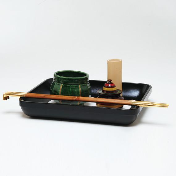 茶道具 / 莨盆 (たばこ盆) 行李蓋 (こうりぶた) 一閑塗 黒 宗旦好写