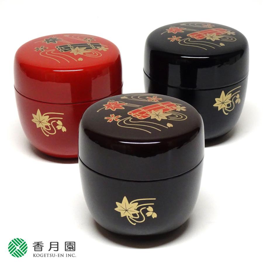 茶道具 棗 中棗 花筏 はないかだ 黒 朱 溜の3色から選べます 樹脂製 爆安プライス