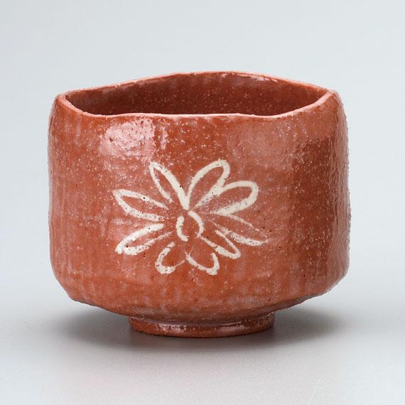 茶道具 楽茶碗 六代 左入 赤茶碗 菊絵 ( 写 ) : ティー