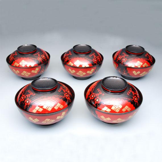 木製　正法寺椀　五客 茶懐石 木製正法寺椀五客共箱懐石道具