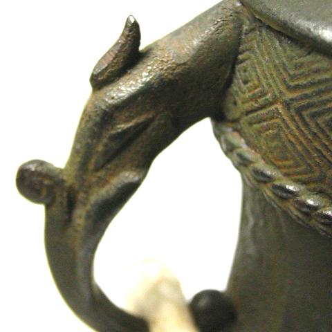 名品茶道具 花入 一ノ瀬宗辰作胡銅 ( こどう ) 下蕪遊鐶耳付 しも