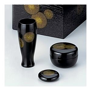 茶道具 茶箱 利休茶箱 掻合塗 唐松 湖彩作（化粧箱） ( 3点セット付