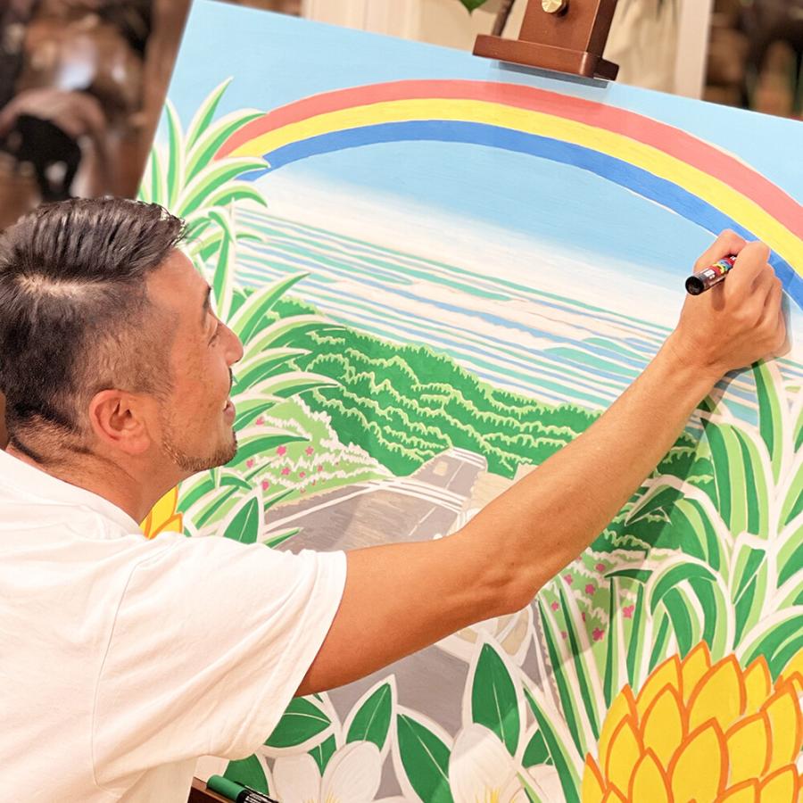 ハワイ直輸入 Rainbow DRIVE-IN BY TAMO ART T Tシャツ ハワイ直輸入