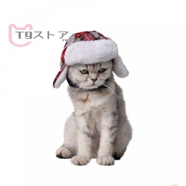 100 品質保証 ペット用犬猫兼用 クリスマスペット帽子赤ストライプタータンチェック柄ベルベット暖かい犬猫キャップペット用品 Wantannas Go Id