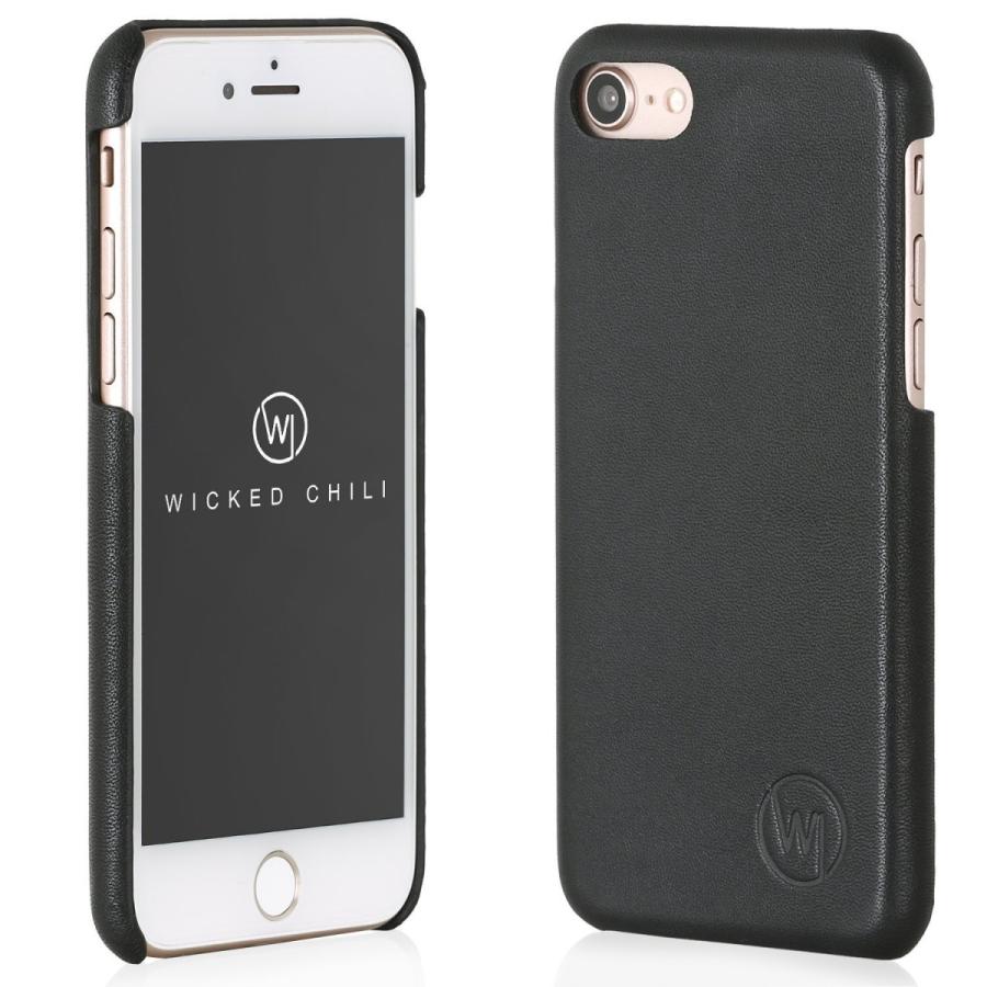 Wicked Chili by ドイツ ヨーロッパ産 高級牛革 プレミアム 手作り 本革 レザーケース (Apple iPhone 8/ 7, 黒) | 