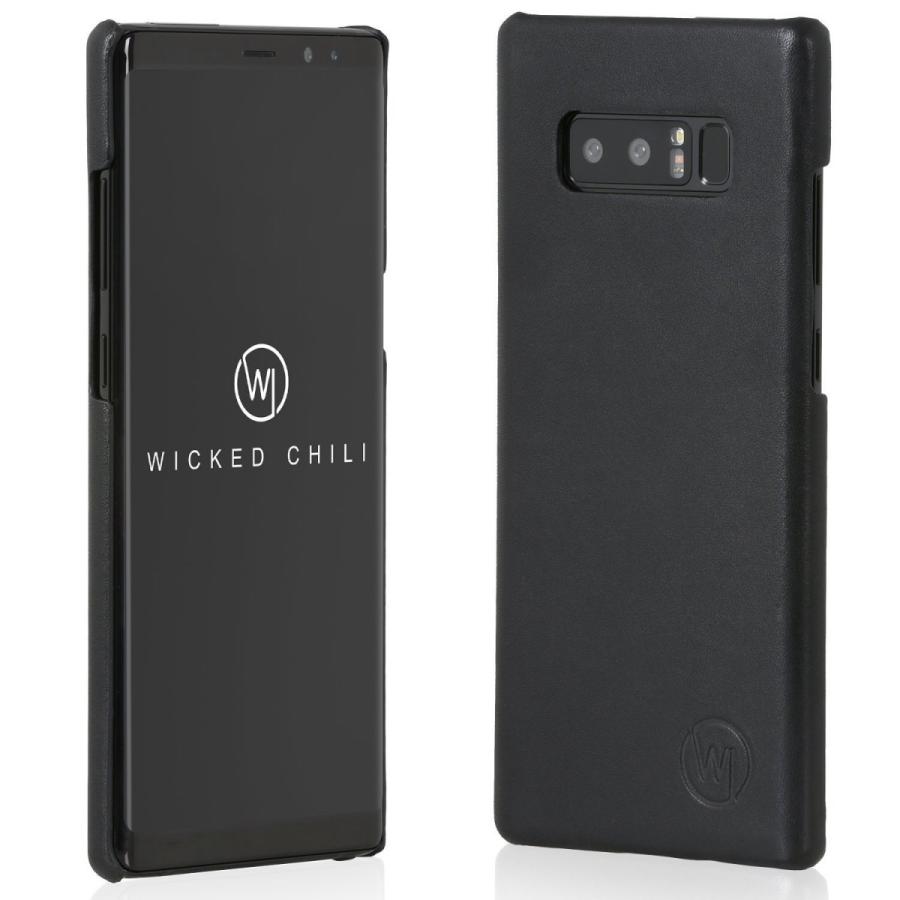 Wicked Chili by ドイツ ヨーロッパ産 高級牛革 プレミアム 手作り 本革 レザーケース (Samsung Galaxy Note 8,黒) | 