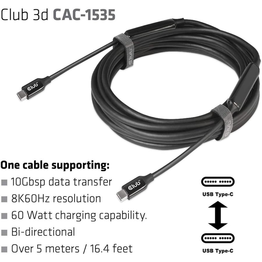 Club 3D USB Gen2 Type C To Type C アクティブ 双方向 Oculus Link