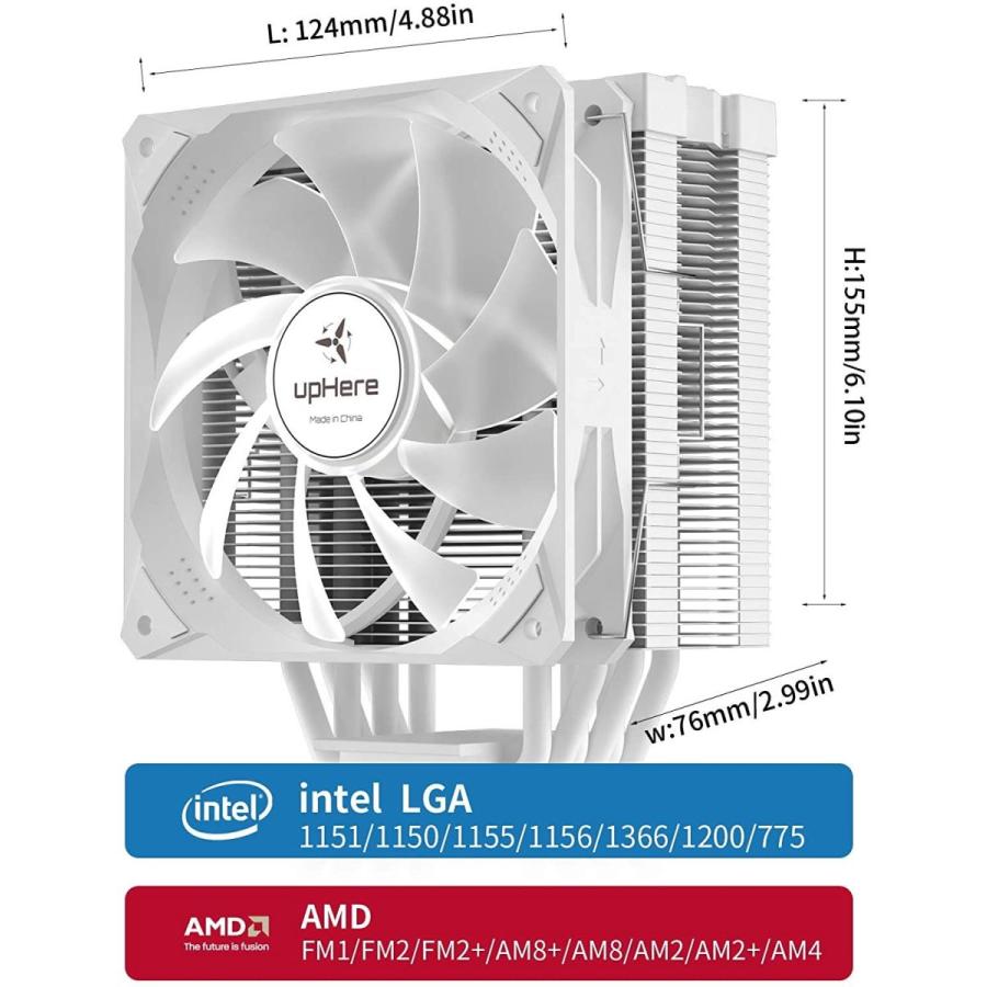 Uphere サイドフロー型cpuクーラー 5v Argb 白いcpuファン 空冷 Aura Sync対応 Intel Amd対応 静音 簡 004 Tamaショップ 通販 Yahoo ショッピング