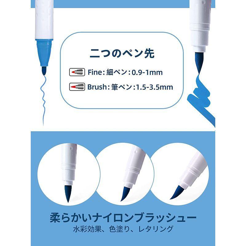 Ohuhu 水性マーカー 24色 濃い色 ふで 細 イラストマーカー アートマーカーペン 水彩ペン 水性 ふでタイプ ブラッシュ イラスト 生まれのブランドで
