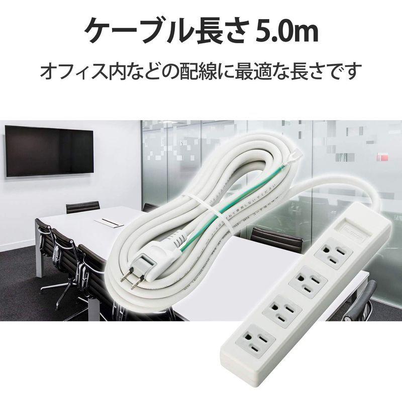 ELECOM 3ピンプラグ対応タップ 3ピン 4個口 180°スイングプラグ コード長5m T-T01-3450WH RS 本物の ELECOM 3ピンプラグ対応タップ 3ピン 4個口 180°スイングプラグ コード長5m T-T01-3450WH RS 本物の