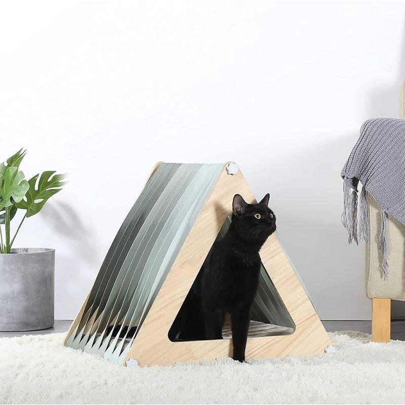 Petsfit 三角形ペットベッド 猫 ベッド ペット用ハウス 小型犬 猫用 天然木 杉 室内用 ふわふわ クッション付 三角形｜ta-ma-shop｜06