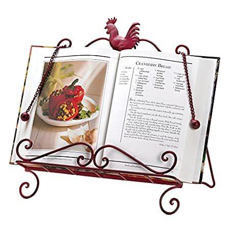 ベストセラー 特別価格Koehler Home Kitchen Decorative Gift Red Metal Framework Rooster Cookbook S好評販売中 ブックスタンド