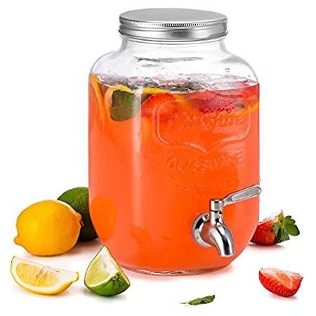 特別価格kookメイソンジャーガラスドリンク 飲料ディスペンサー ステンレス鋼栓 1ガロン好評販売中 Sale 64 Off