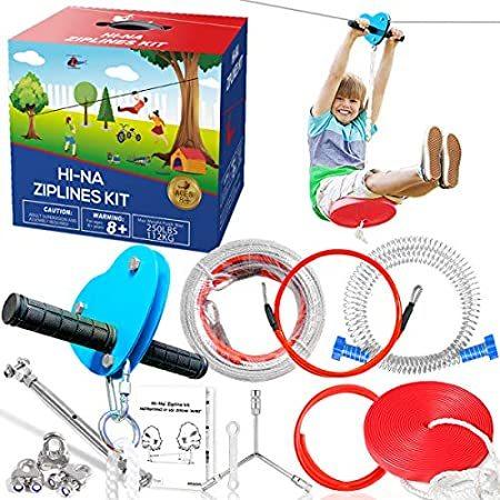特別価格Hi-Na Zip Line Kit 80ft 100ft 120ft Zipline Kits for Backyard Kids Play Set好評販売中