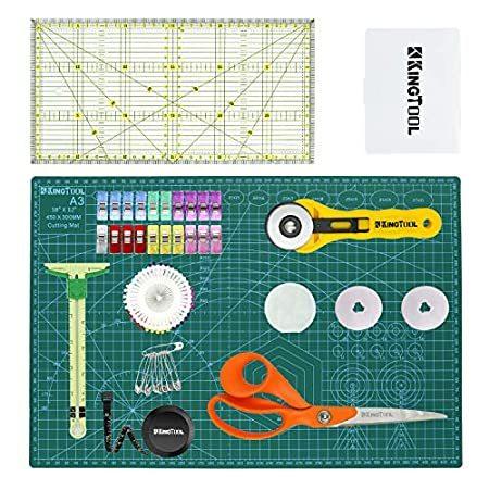 特別価格kingtool 78個 究極の裁縫ツールキット A3カッティングマット 45mm ロータリーカッター パッチワーク定規 5イン1スライドギャグ テー好評販売中 送料無料
