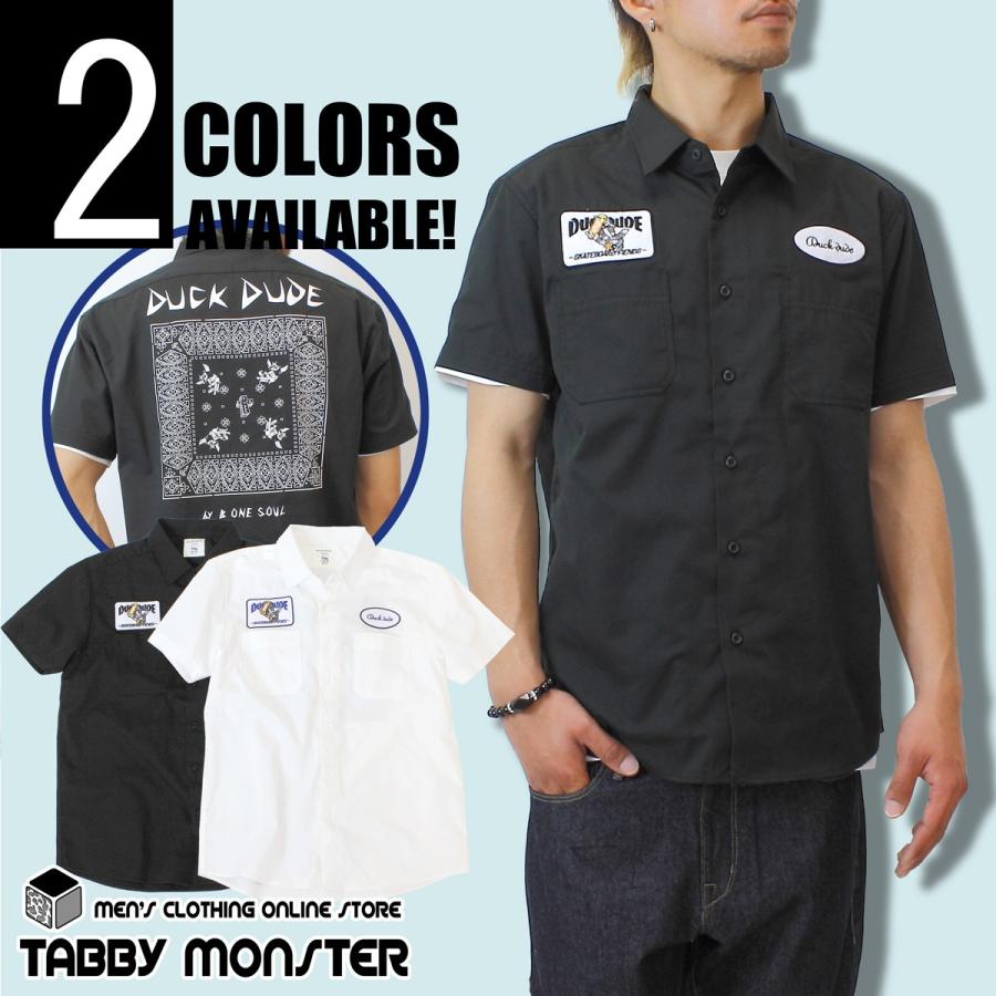 DUCK DUDE半袖ワークシャツ メンズ シャツ ストリート スト系 b one  