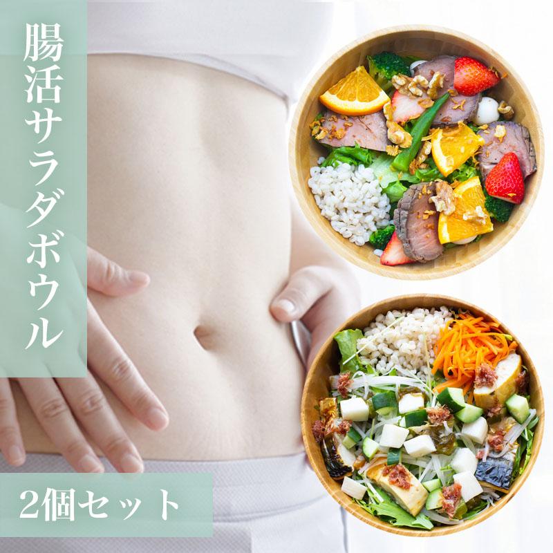 バランス腸活サラダ2種類 ギフト 国産もち麦と野菜たっぷり 海藻 塩サバ ローストビーフ 便秘 ダイエット 腸活チェックシート付き | 