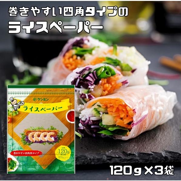 ライスペーパー 120g×3袋 四角いタイプ ケンミン 生春巻きの皮 健民