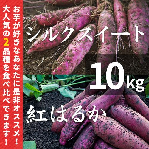 さつまいも 紅はるか & シルクスイート 10kg 食べくらべセット 土付き 大小サイズ混在 鹿児島県産 べにはるか | 