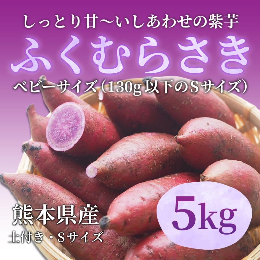 さつまいも 紫芋 ふくむらさき ベビーサイズ 5kg (4.5kg+保証分500g)（熊本県産・土付き・130g以下のSサイズ） 紫いも 紫さつまいも |  | 01
