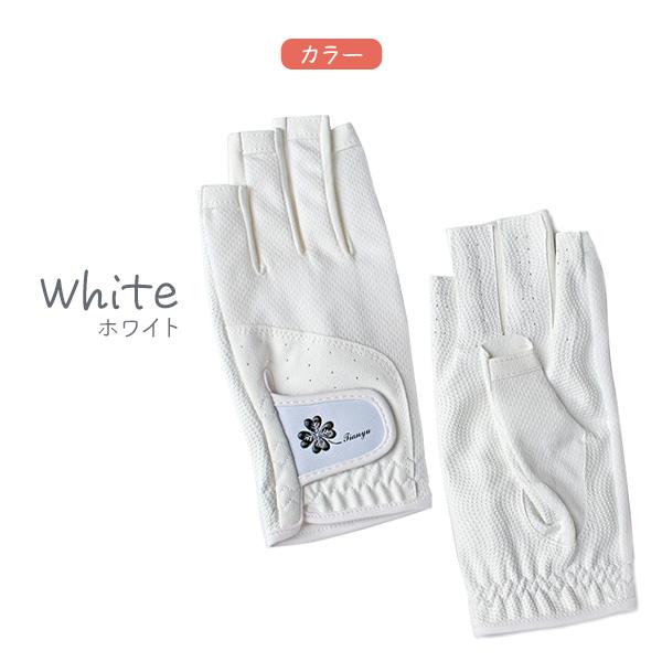 ゴルフグローブ レディース 両手用   (ピンク ホワイト)  指先カット エンボス加工 PUレザー 通気性 女性用 ゴルフ手袋 ペア ゴルフウエア ゴルフ用品 | ブランド登録なし | 07