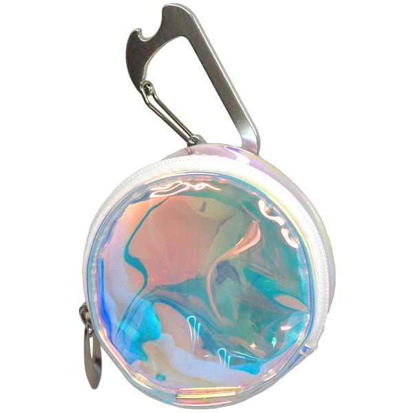 ゴルフ オーロラ ボールポーチ カラビナ付き ビニール製 ベルトポーチ