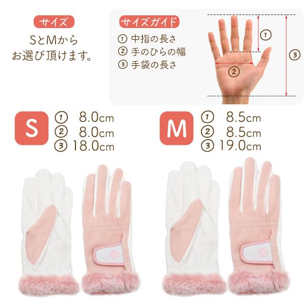 ゴルフ手袋 レディース 両手用 あったか ゴルフグローブ S/Mサイズ×2色