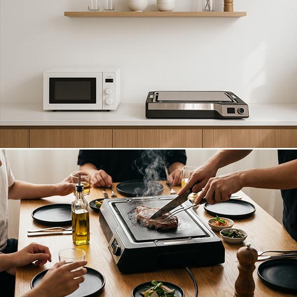 家庭用 ステンレス製 ホットプレート 鉄板焼きプレート 暑さ5mm 本格的 プロの焼き上がり ヘラ カービングフォーク シェフナイフ付き 調理器具 キッチン家電 | ブランド登録なし | 12