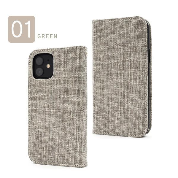 iPhone12/iPhone12Pro(6.1インチ)用共通 麻生地風ツイード柄デザイン手帳型ケース   カバー　スマホケース　iphone 12 | PLATA | 05