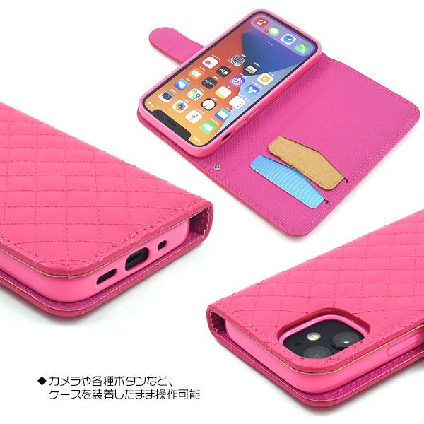 iPhone12mini(5.4インチ)専用 キルティングレザー手帳型ケース  カバー　スマホケース　iphone 12 mini | PLATA | 03