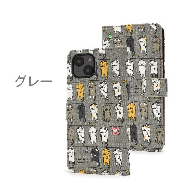 PLATA iPhone 14 Plus (6.7インチ)専用 洗濯ネコ生地 手帳型