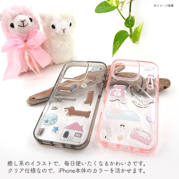 PLATA（プラタ） iPhone15 シリーズ対応 動物シール柄 クリアケース