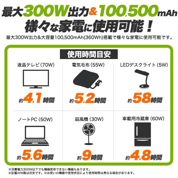 ポータブル電源 バッテリー 10万mAh （100500mAh/360Wh）大容量 小型