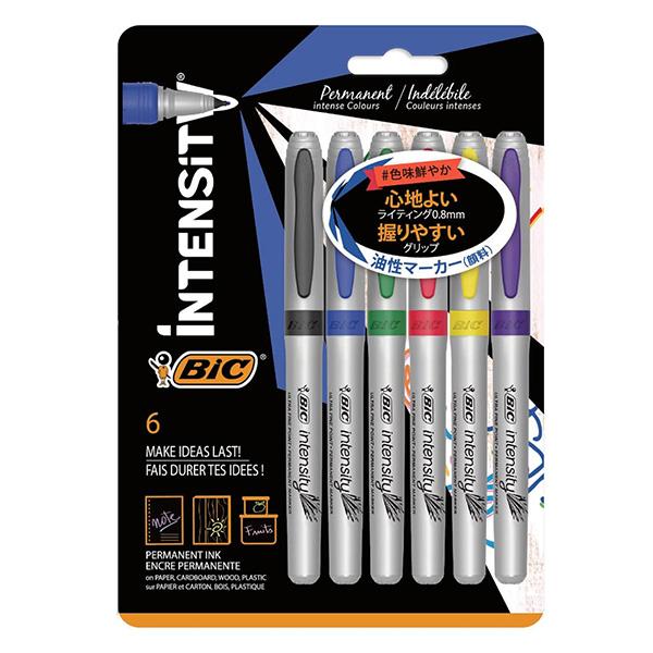 油性ペン BIC（ビック） 油性 ウルトラファイン 0.8mm 細字 6色セット 油性ペン