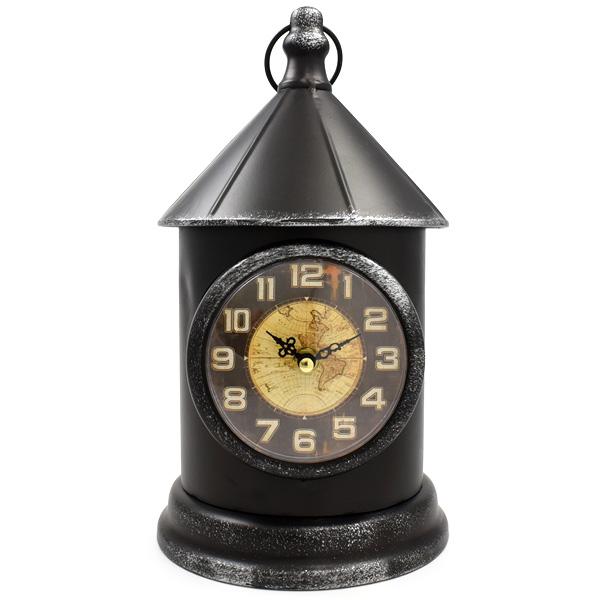 ビンテージ風 置時計 カンテラ デザイン 乾電池式 レトロ おしゃれ