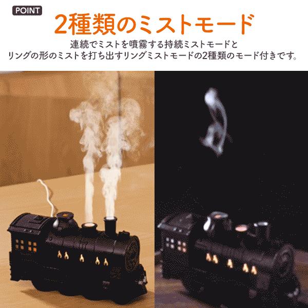 超音波加湿器 蒸気機関車型 USB電源式 加湿器 2種ミストモード LED