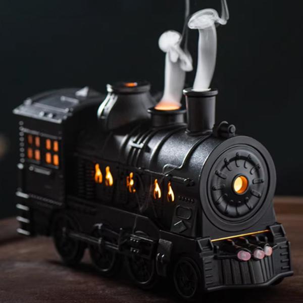 アロマディフューザー 機関車 USB 加湿器 ブラック リモコン付き 超音波加湿器 蒸気機関車型 USB電源式 加湿器 2種ミストモード LED